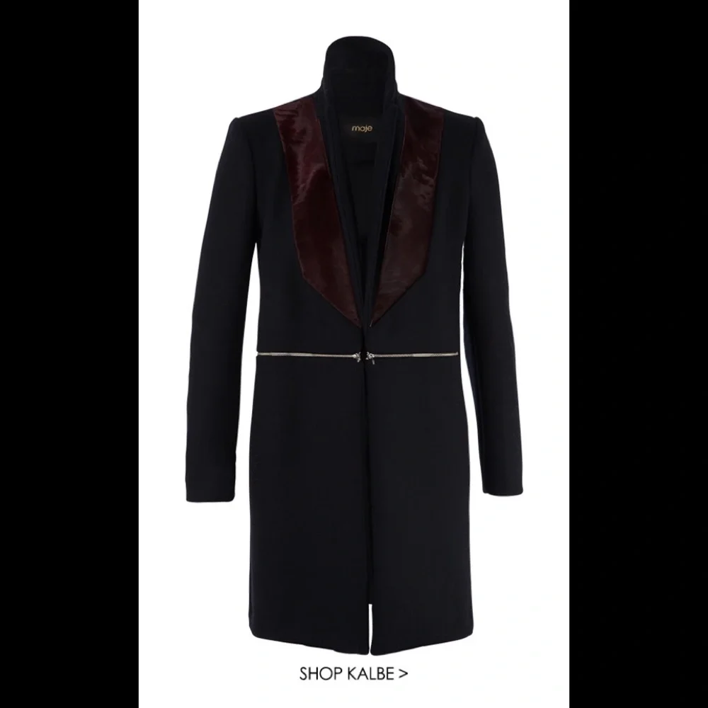 Maje Dark Blue Blazer/coat with burgundy lapel - Picture 3 of 16
